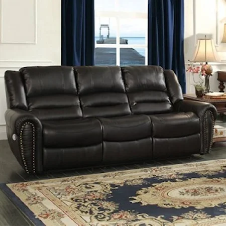 Traditional Reclining Sofa with Nailhead Trim